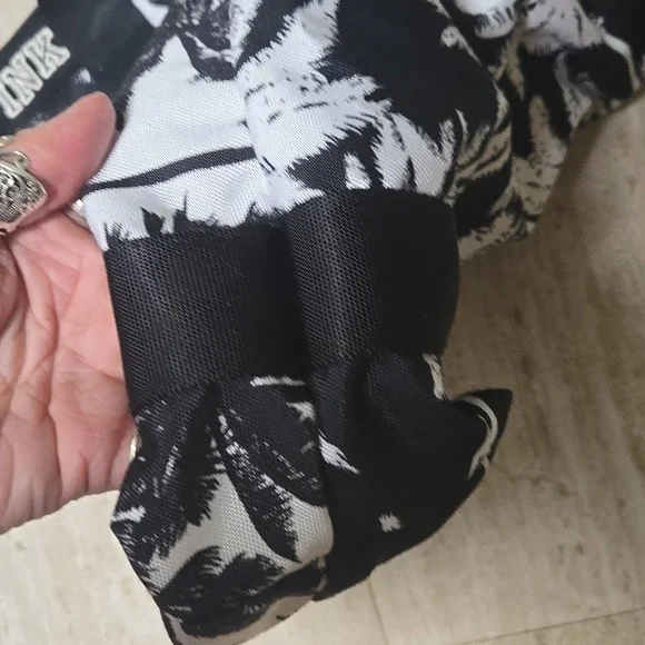 PINK Victoria's Secret Black/White Palm Tree Tote Bag - Picture 5 of 10